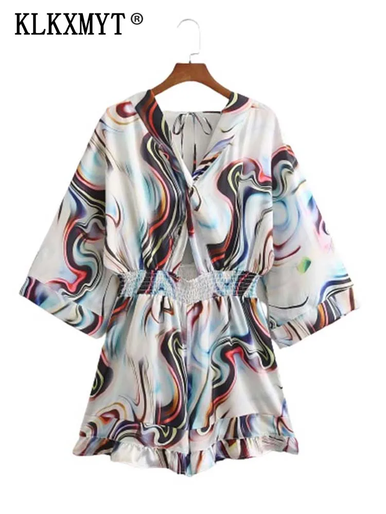 Zar TRAF Women Fashion Back With Tied Print Playsuits Vintage Three Quarter Sleeve Elastic Waist Female Jumpsuits Mujer
Zar TRAF Women Fashion Back With Tied Print Playsuits Vintage Three Quarter Sleeve Elastic Waist Female Jumpsuits Mujer