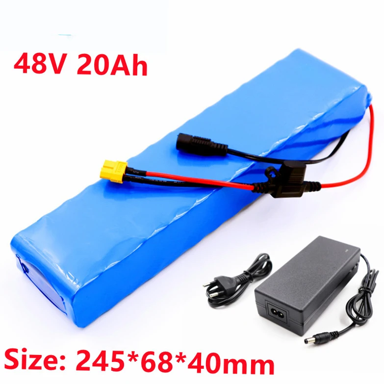 48V 20Ah 18650 Lithium Battery Pack 13S2P 800W High Power Battery 54.6V 20000mAh Electric Bicycle Electric Scooter BMS XT60 
48V 20Ah 18650 Lithium Battery Pack 13S2P 800W High Power Battery 54.6V 20000mAh Electric Bicycle Electric Scooter BMS XT60