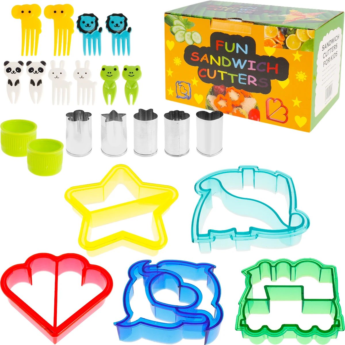 New20pcs Sandwich Cutters Shapes Set for Kids Stainless Steel Cookie Cutters Kit with 10 Animal Fruit Forks Mini Vegetables
New20pcs Sandwich Cutters Shapes Set for Kids Stainless Steel Cookie Cutters Kit with 10 Animal Fruit Forks Mini Vegetables