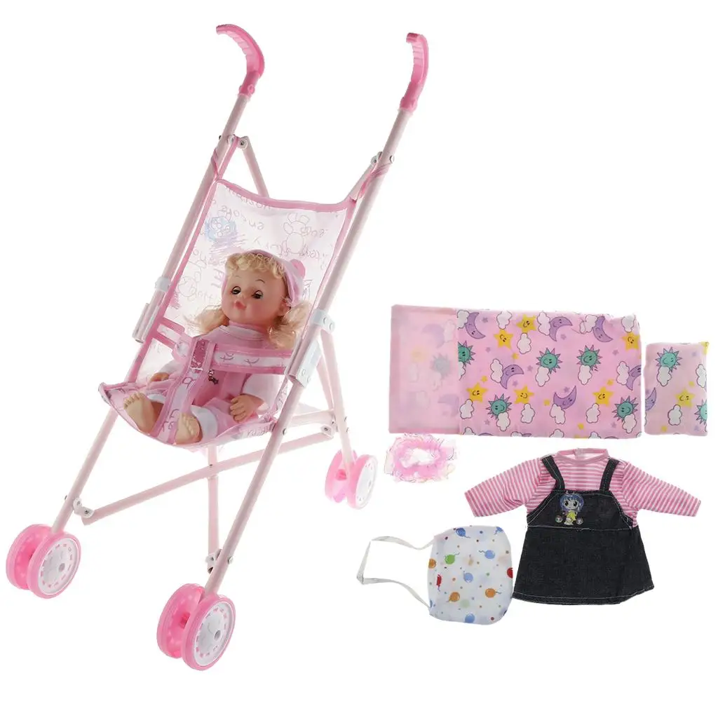 Portable Doll Stroller Pram with Doll and Sleeping Bag Accs Playset, for Aged 3+ #1
Portable Doll Stroller Pram with Doll and Sleeping Bag Accs Playset, for Aged 3+ #1
