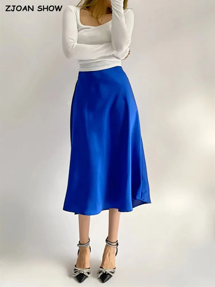 2022 Vintage High Waist Bright Satin Skirt Spring Summer Women Elastic Waist Mid Long A-line Skirts Femme Sakers Blue Green
2022 Vintage High Waist Bright Satin Skirt Spring Summer Women Elastic Waist Mid Long A-line Skirts Femme Sakers Blue Green