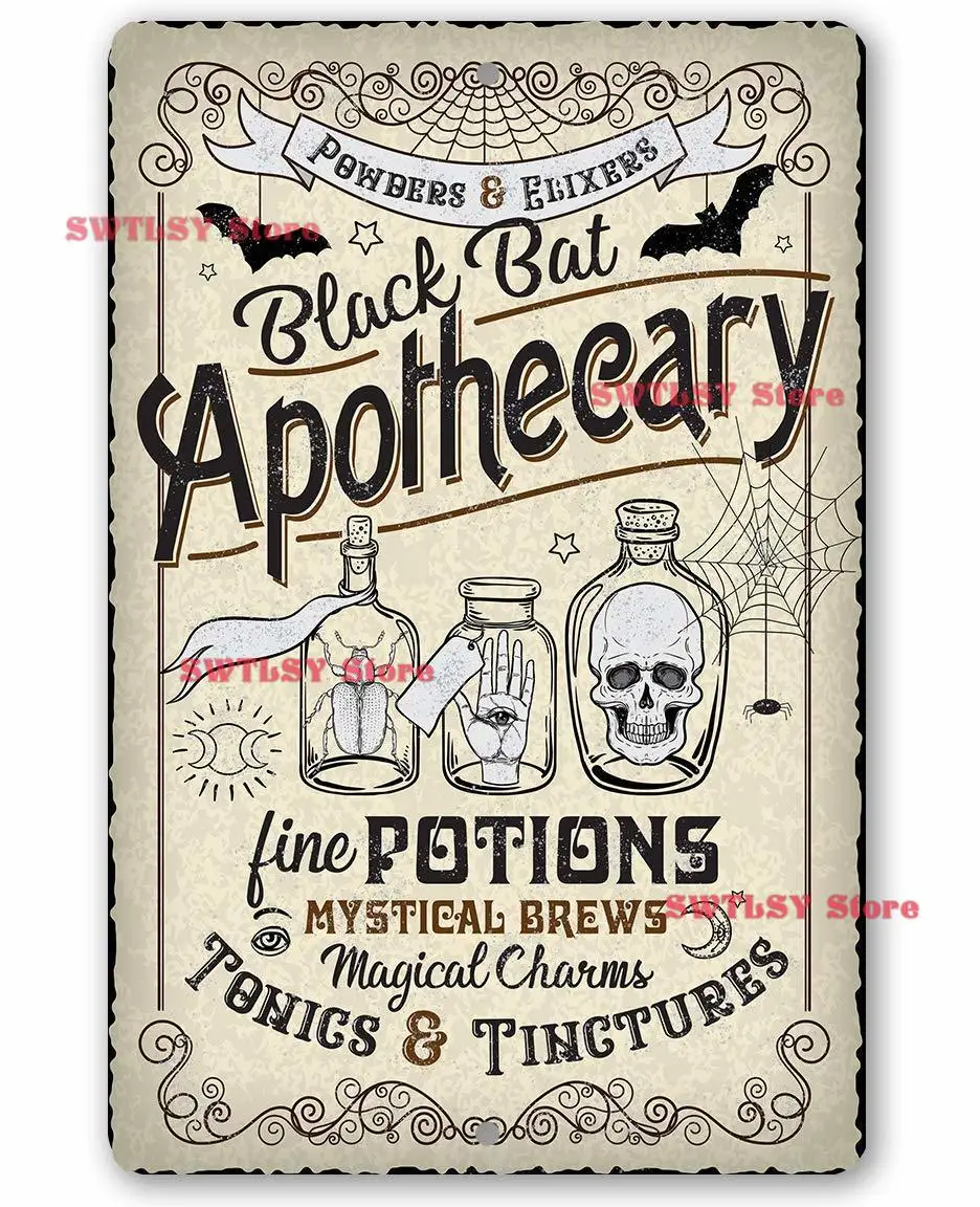 Metal Sign - Black Bat Apothecary Metal Sign Indoor/Outdoor - Great Halloween Witch Decoration and Gift Under
Metal Sign - Black Bat Apothecary Metal Sign Indoor/Outdoor - Great Halloween Witch Decoration and Gift Under