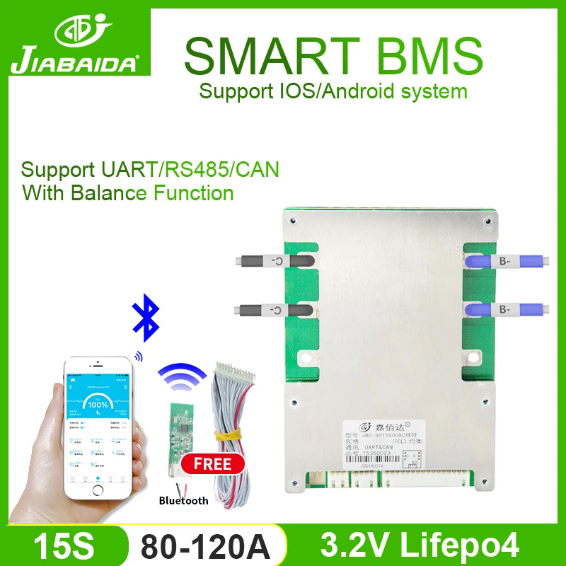 Аккумулятор JBD Smart BMS 36 в 12S Lifepo4 с балансировкой Bluetooth, 80 А, 100 А, 120 А для электровелосипеда
Аккумулятор JBD Smart BMS 36 в 12S Lifepo4 с балансировкой Bluetooth, 80 А, 100 А, 120 А для электровелосипеда