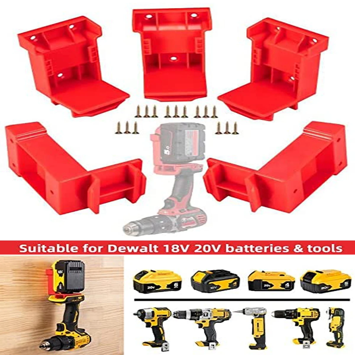 5Pcs Battery Tool Machine Drill Holder for Dewalt 18/20V Milwaukee M18 18V Power Tool Mounts Storage Hanger
5Pcs Battery Tool Machine Drill Holder for Dewalt 18/20V Milwaukee M18 18V Power Tool Mounts Storage Hanger