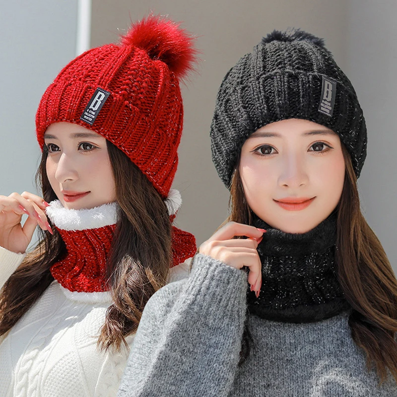 Women Winter Scarf Hat Set Wool Knitted Beanie Hat Outdoor Warm Bonnets Plush And Thicken Hat With Earflaps
Women Winter Scarf Hat Set Wool Knitted Beanie Hat Outdoor Warm Bonnets Plush And Thicken Hat With Earflaps