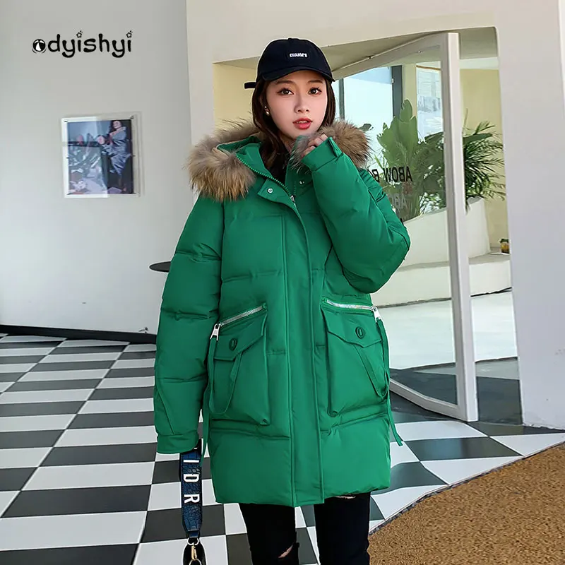 2022 Winter Big Fur Collar Parka Mid Long Hooded Women Down Cotton Coat Thick Fashion A-Line Padded Jacket Female Loose Warm
2022 Winter Big Fur Collar Parka Mid Long Hooded Women Down Cotton Coat Thick Fashion A-Line Padded Jacket Female Loose Warm
