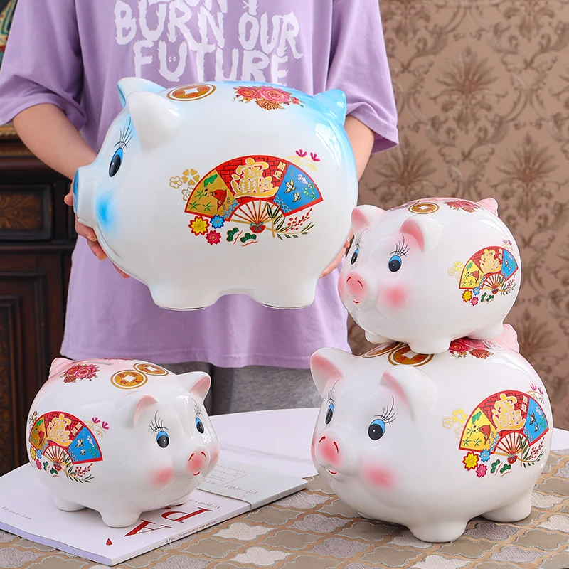 

Ceramic Coin Money Box Paper Money Ornament Secret Saving Cute Pig Piggy Bank Hidden Safe Tirelire Enfant Home Decoration 60