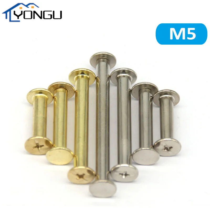 M5 Brass plating Steel Snap Rivet Books Butt Screw, Photo Album Binding Screw Rivet Connector Insert Joint Sleeve Cap Nut
M5 Brass plating Steel Snap Rivet Books Butt Screw, Photo Album Binding Screw Rivet Connector Insert Joint Sleeve Cap Nut