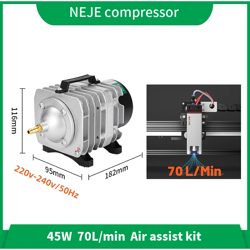 NEJE 220V 45W Air Compressor for Aquarium Accessories MF15 MF11 Manual control air assist kit for neje laser module
NEJE 220V 45W Air Compressor for Aquarium Accessories MF15 MF11 Manual control air assist kit for neje laser module