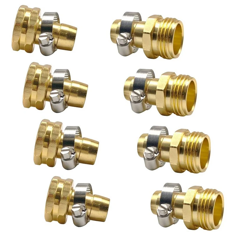 LJL-4 Sets Brass 3/4 Inch Garden Hose Mender End Repair Male Female Connectors With Clamp
LJL-4 Sets Brass 3/4 Inch Garden Hose Mender End Repair Male Female Connectors With Clamp