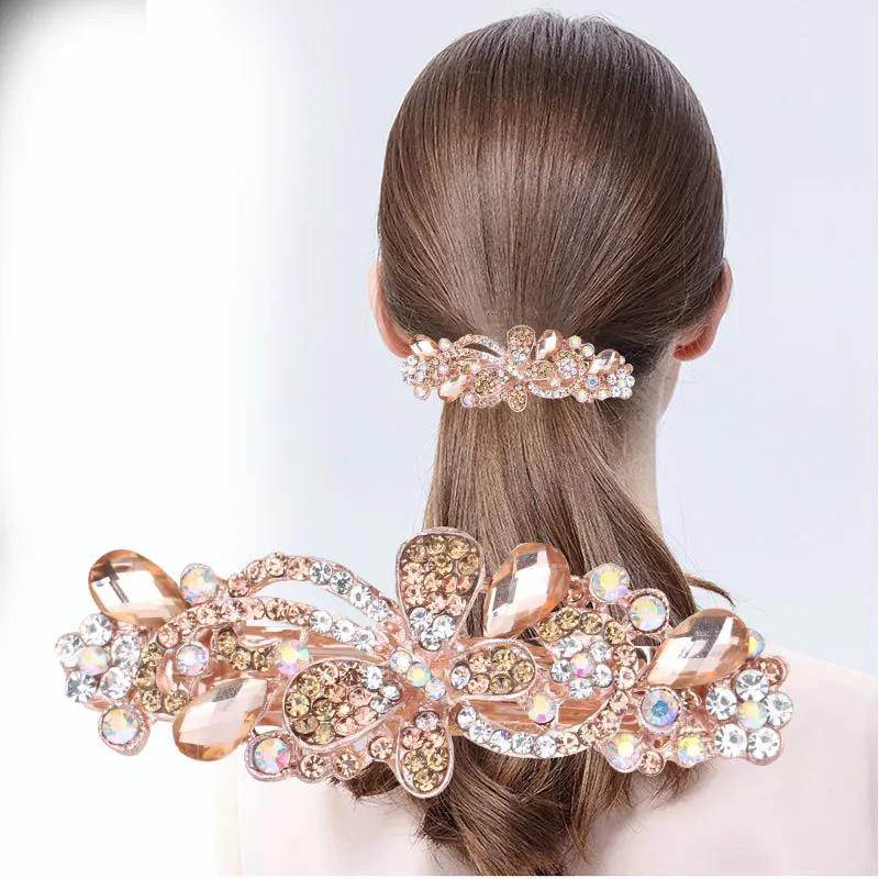 Korean Version Rhinestone Bow Hair Clip Woman's Headdress Crystal Spring Ponytail Horizontal Clip Hair Clip Hair Accessories
Korean Version Rhinestone Bow Hair Clip Woman's Headdress Crystal Spring Ponytail Horizontal Clip Hair Clip Hair Accessories
