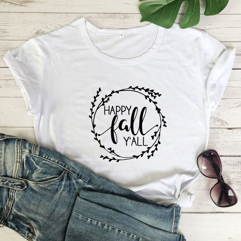 Happy Fall Y'all Shirt Casual T Shirt Women O-neck Short Sleeve Tshirt Female Cotton Round Neck Tees Tops
Happy Fall Y'all Shirt Casual T Shirt Women O-neck Short Sleeve Tshirt Female Cotton Round Neck Tees Tops