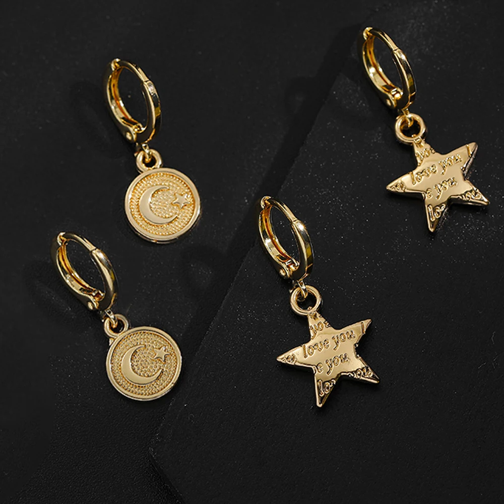 Retro Geometric I Love You Star Moon Drop Earring for Women Small Circle Cartilage Piercing Earring Jewelry Valentine's Day Gift
Retro Geometric I Love You Star Moon Drop Earring for Women Small Circle Cartilage Piercing Earring Jewelry Valentine's Day Gift