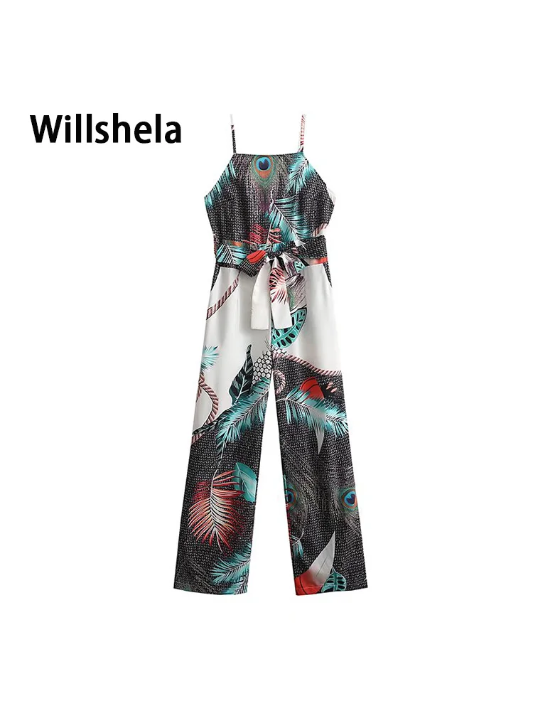 Willshela Women Fashion With Belt Printed Back Zipper Jumpsuits Vintage Halter Neck Thin Straps Female Chic Lady Outfits
Willshela Women Fashion With Belt Printed Back Zipper Jumpsuits Vintage Halter Neck Thin Straps Female Chic Lady Outfits
