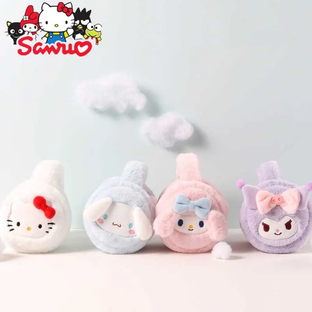 

Sanrio Kuromi Hello Kitty Melody Cinnamoroll зимние наушники имитация мультфильма кролика мех антифриз сохраняют тепло наушники подарок для детей