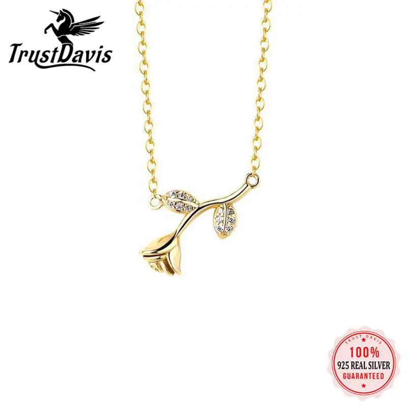 TrustDavis Real 925 Sterling Silver Sweet Rose Flower Shiny CZ Pendant Necklace For Fashion Women Office Lady Fine Jewelry LB080
TrustDavis Real 925 Sterling Silver Sweet Rose Flower Shiny CZ Pendant Necklace For Fashion Women Office Lady Fine Jewelry LB080