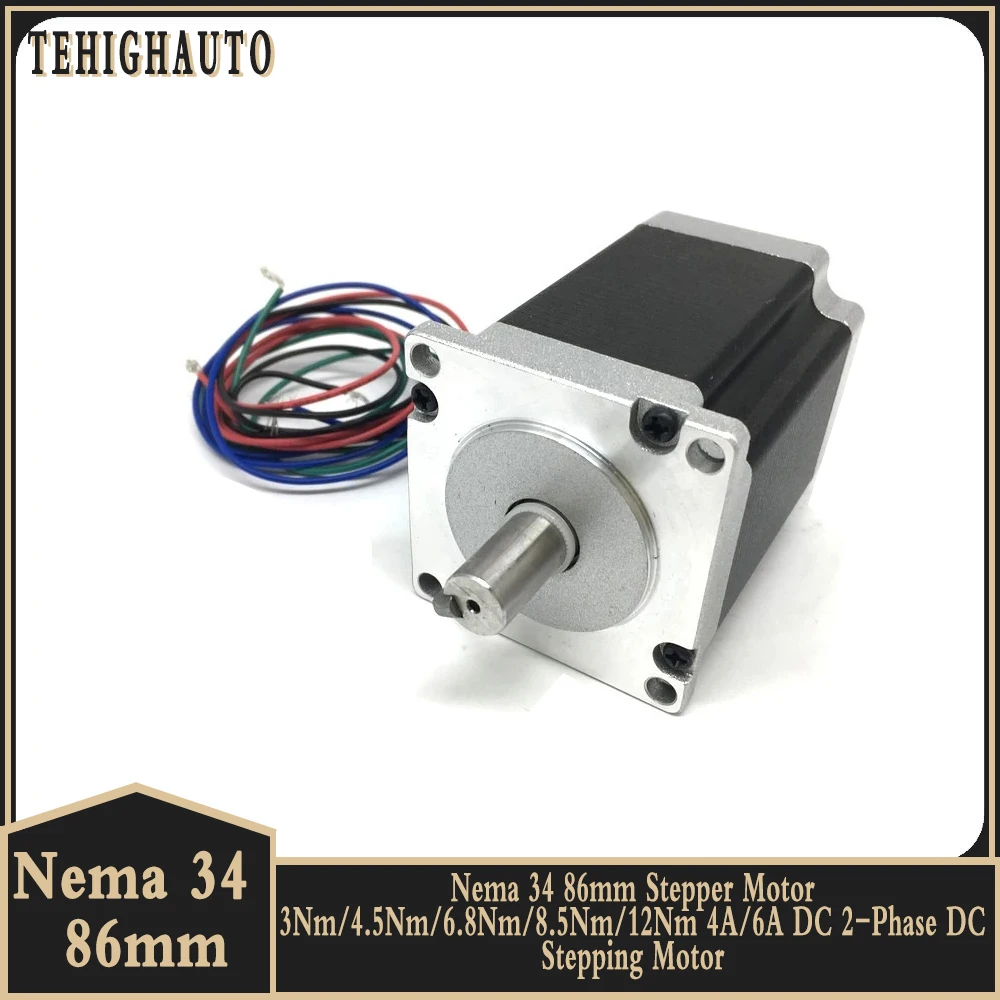 High Torque Nema 34 Stepper Keyway Shaft 86mm Motor 4A/6A DC 2-Phase DC Stepping Motor 4-Lead for CNC Engraving 3D Printer
High Torque Nema 34 Stepper Keyway Shaft 86mm Motor 4A/6A DC 2-Phase DC Stepping Motor 4-Lead for CNC Engraving 3D Printer