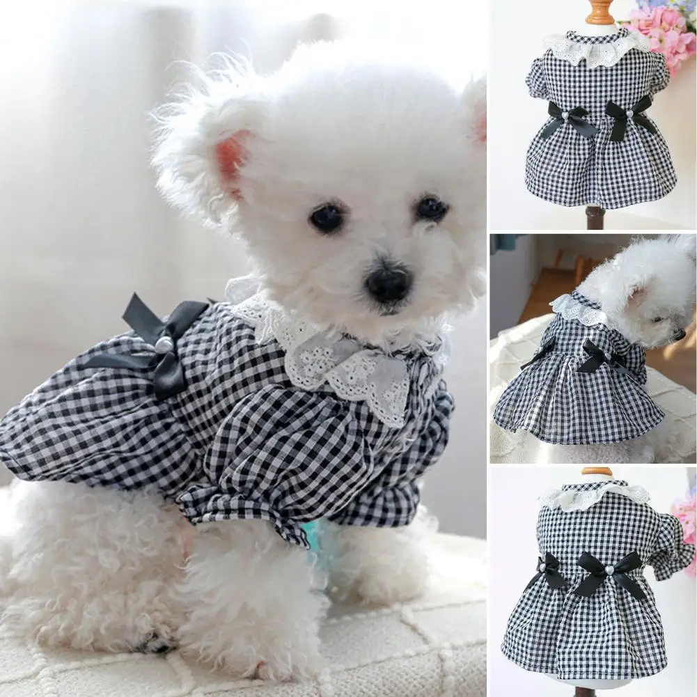 Pet Dress Soft Comfortable Lace Neckline Bowknot Dog Cat Black White Plaid Dress Daily Tutu Wedding Party for Chihuahua Yorks
Pet Dress Soft Comfortable Lace Neckline Bowknot Dog Cat Black White Plaid Dress Daily Tutu Wedding Party for Chihuahua Yorks