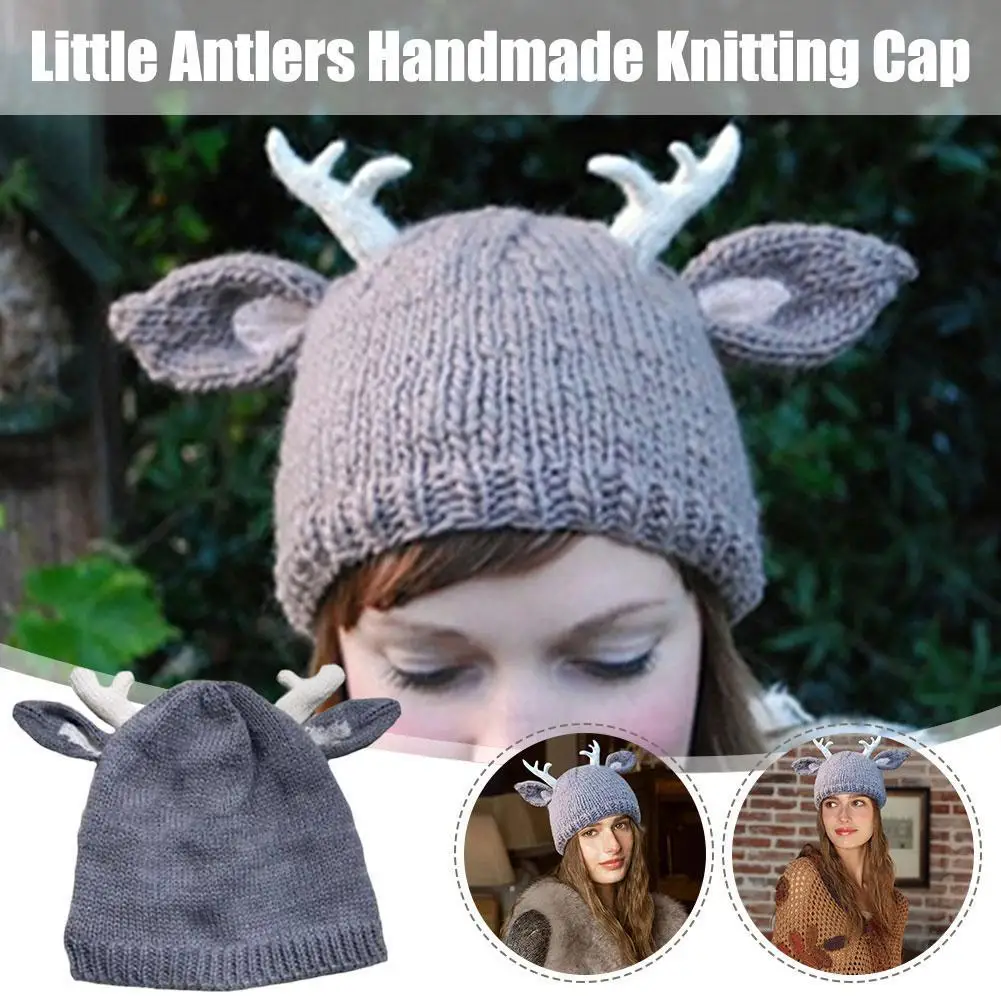 Вязаная шапка ручной работы с рогом оленя женская зимняя теплая головной убор с оленем Милая вязаная крючком шапка с утолщенными рогами Y1t9 
Вязаная шапка ручной работы с рогом оленя женская зимняя теплая головной убор с оленем Милая вязаная крючком шапка с утолщенными рогами Y1t9
