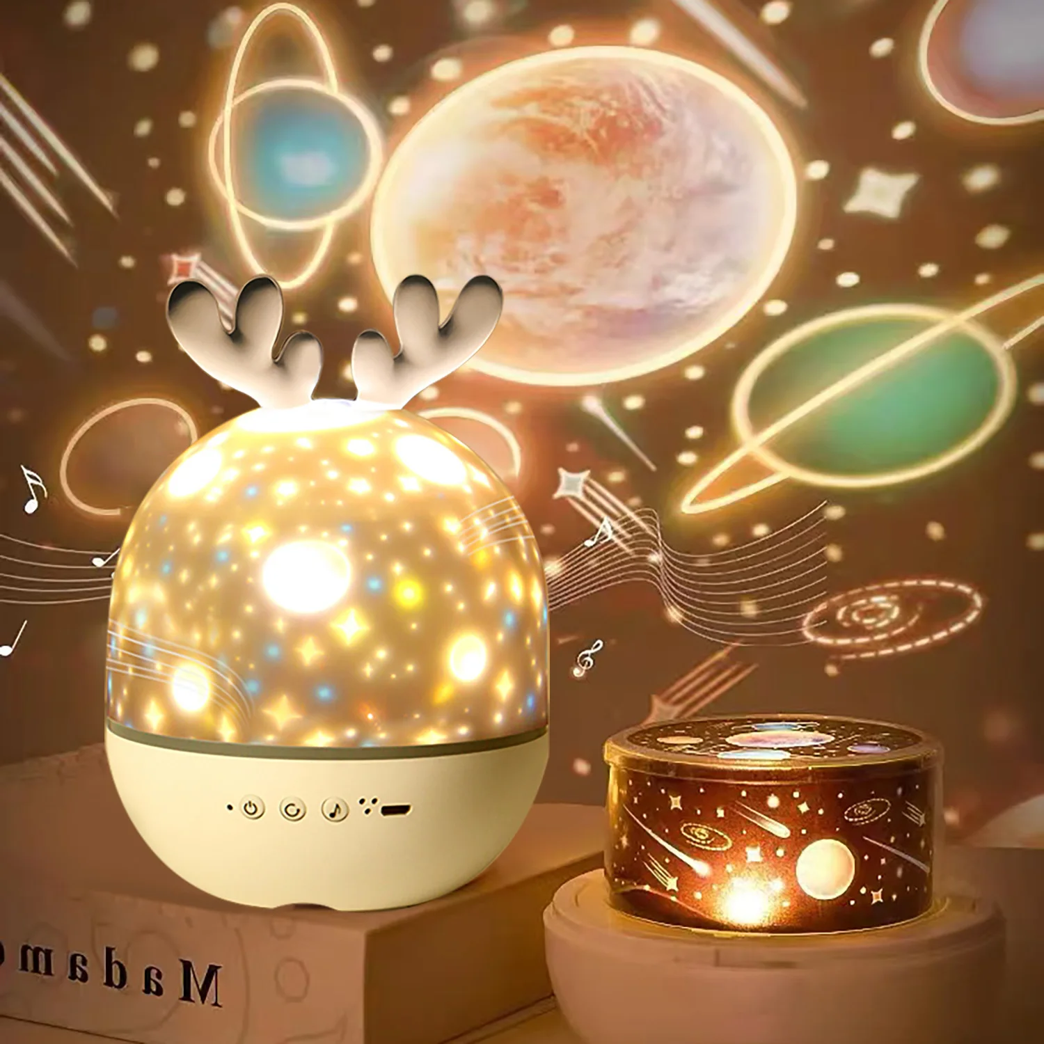 

Children's baby gift music projection lamp charging cosmic starry sky rotating LED lamp colorful twinkling star lamp BT speaker