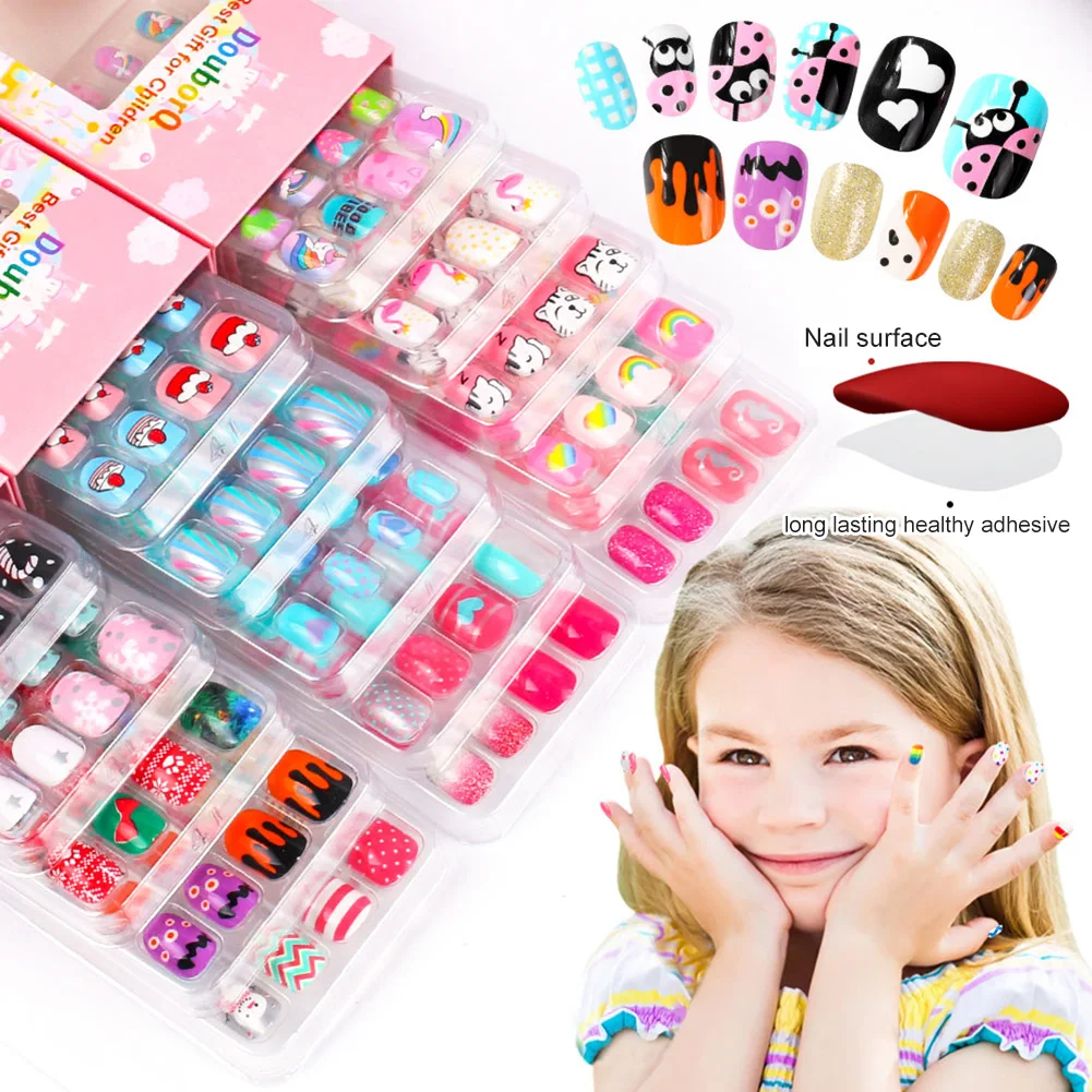 120Pcs Kids False Nails Tips Set Cartoon Fake Nails Full Cover Press on Nails Children Nail Stickers Manicure Gift for Girls
120Pcs Kids False Nails Tips Set Cartoon Fake Nails Full Cover Press on Nails Children Nail Stickers Manicure Gift for Girls