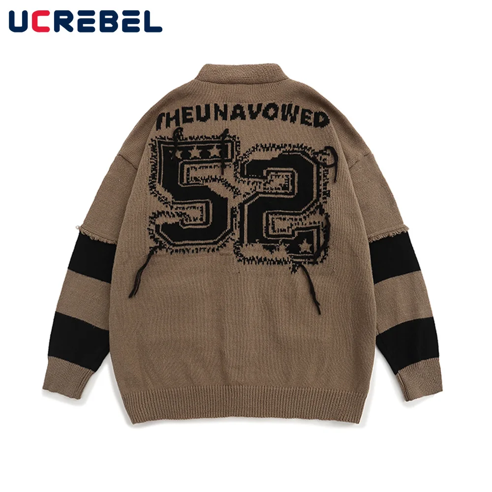 Letter Jacquard Sweater Mens Autumn Winter Loose Pocket Knitted Sweater Streetwear Retro Color Block V-neck Outerwear Men
Letter Jacquard Sweater Mens Autumn Winter Loose Pocket Knitted Sweater Streetwear Retro Color Block V-neck Outerwear Men