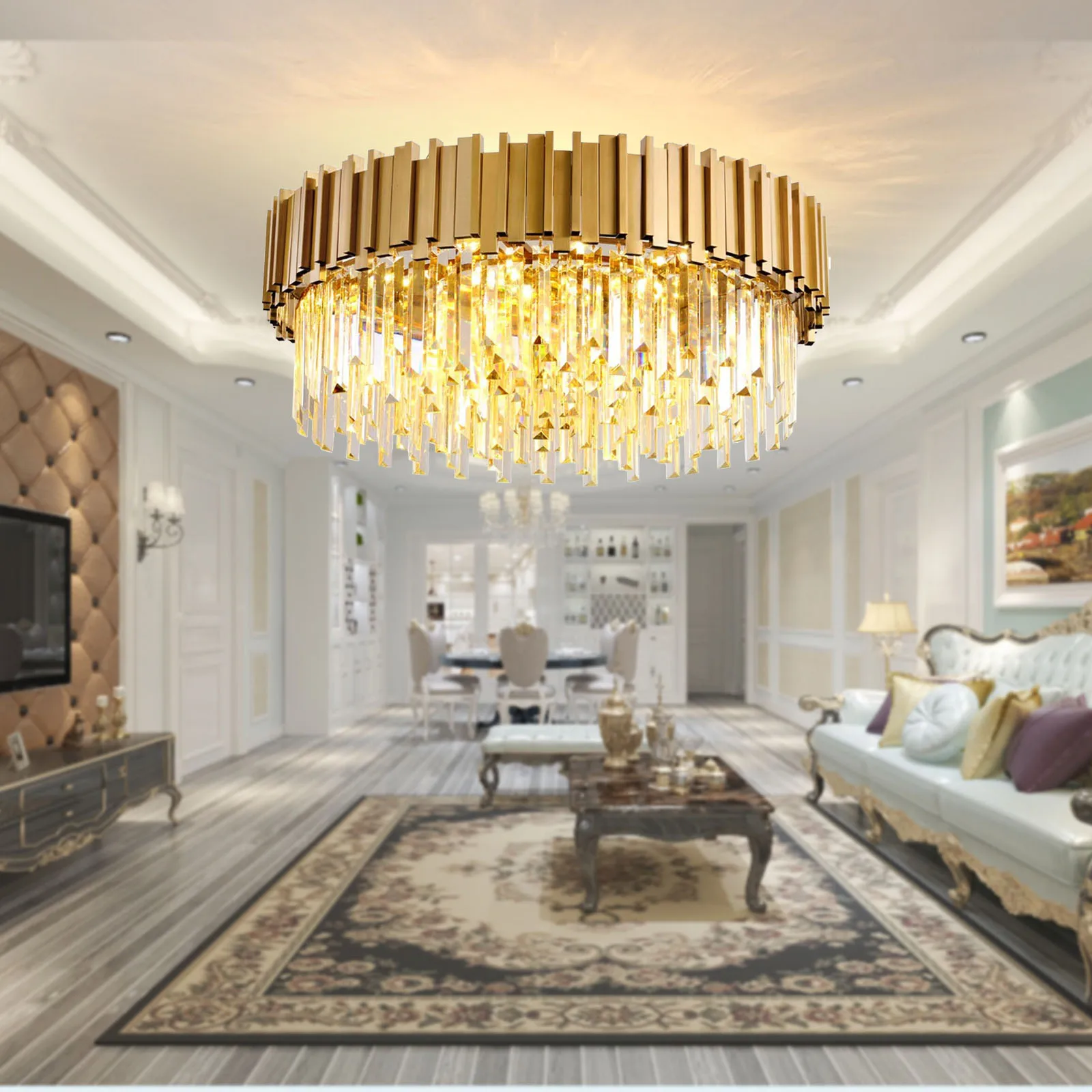 Modern Chandelier Crystal Light,Crystal Ceiling Light Gold,8xE14 Lights for Cining Room,Kitchen,Living Room
Modern Chandelier Crystal Light,Crystal Ceiling Light Gold,8xE14 Lights for Cining Room,Kitchen,Living Room