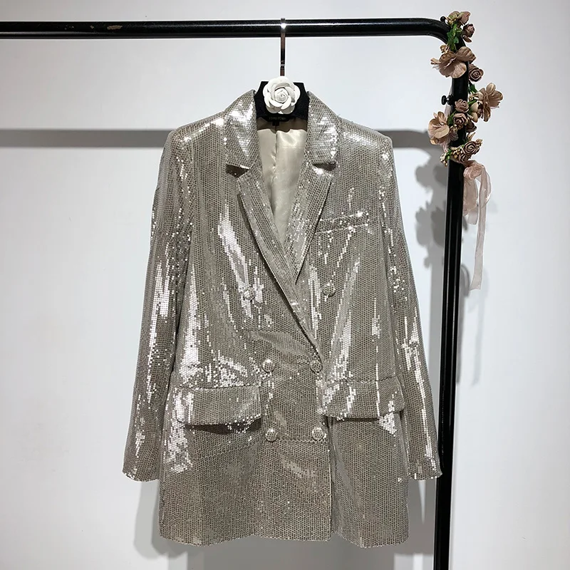 Sequin suit 2023 early spring European and American style female fashion temperament long-sleeved mid-length suit
Sequin suit 2023 early spring European and American style female fashion temperament long-sleeved mid-length suit