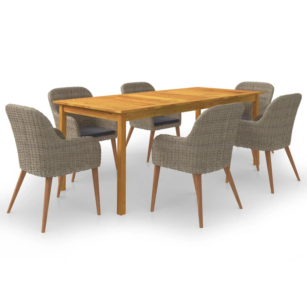7 Piece Patio Dining Set Brown Solid acacia wood & PE rattan D Outdoor Table and Chair Sets Outdoor Furniture Sets
7 Piece Patio Dining Set Brown Solid acacia wood & PE rattan D Outdoor Table and Chair Sets Outdoor Furniture Sets