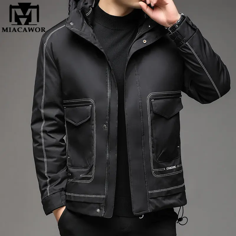 Новинка, высококачественные пуховики, Мужская Толстая теплая зимняя парка с капюшоном, пальто, повседневная мужская одежда, J801 
Новинка, высококачественные пуховики, Мужская Толстая теплая зимняя парка с капюшоном, пальто, повседневная мужская одежда, J801