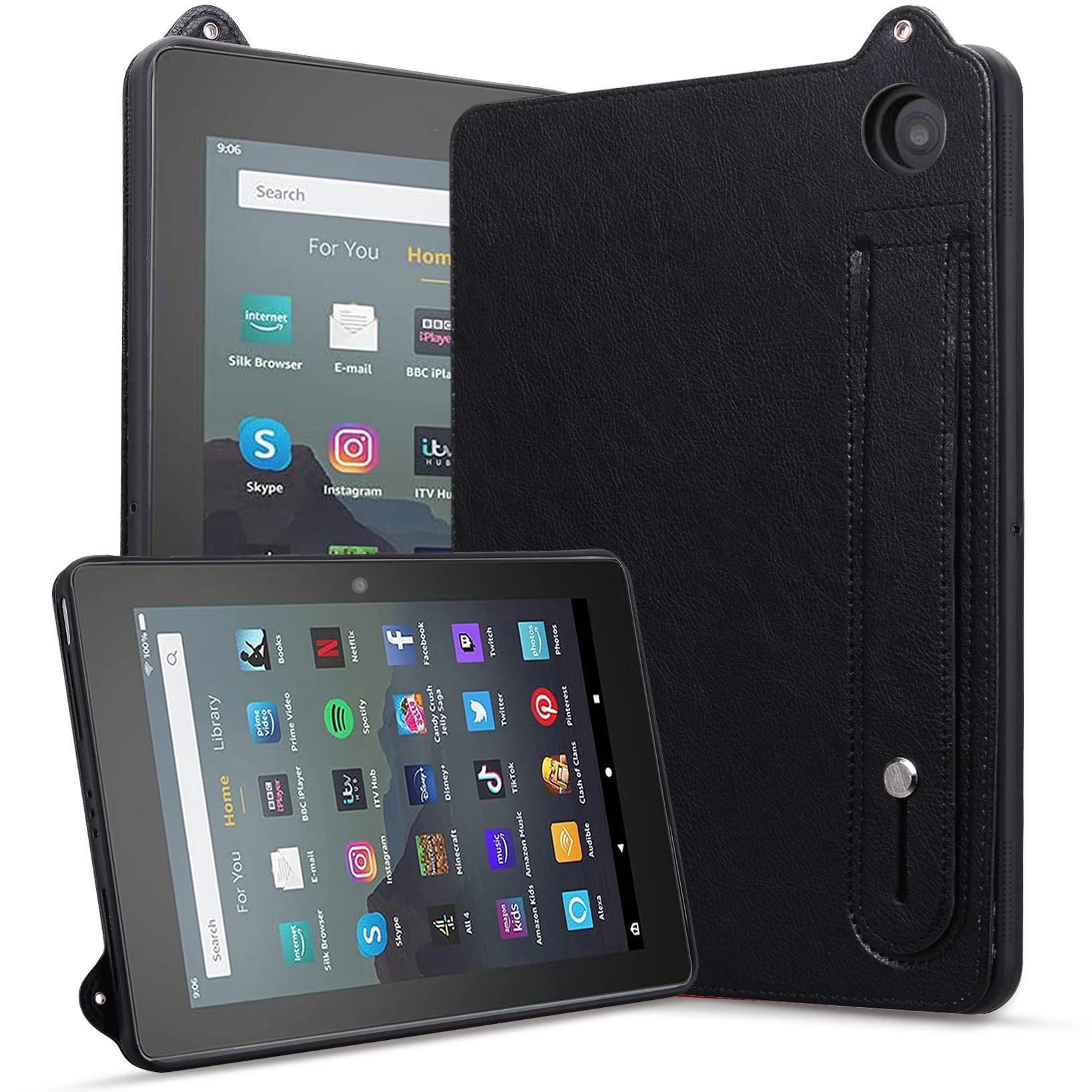 Защитная задняя крышка из ТПУ + кожи для компьютера Amazon Fire HD 8 2022 чехол 0 дюйма
