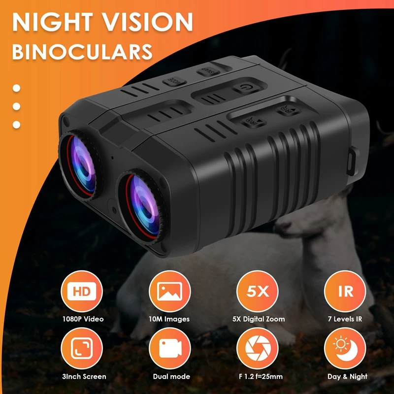 R19 Binoculars Night Vision Device 850Nm Level 7 Infrared 1080P HD 5X Digital Zoom Hunting Telescope Day Night Dual Use
R19 Binoculars Night Vision Device 850Nm Level 7 Infrared 1080P HD 5X Digital Zoom Hunting Telescope Day Night Dual Use