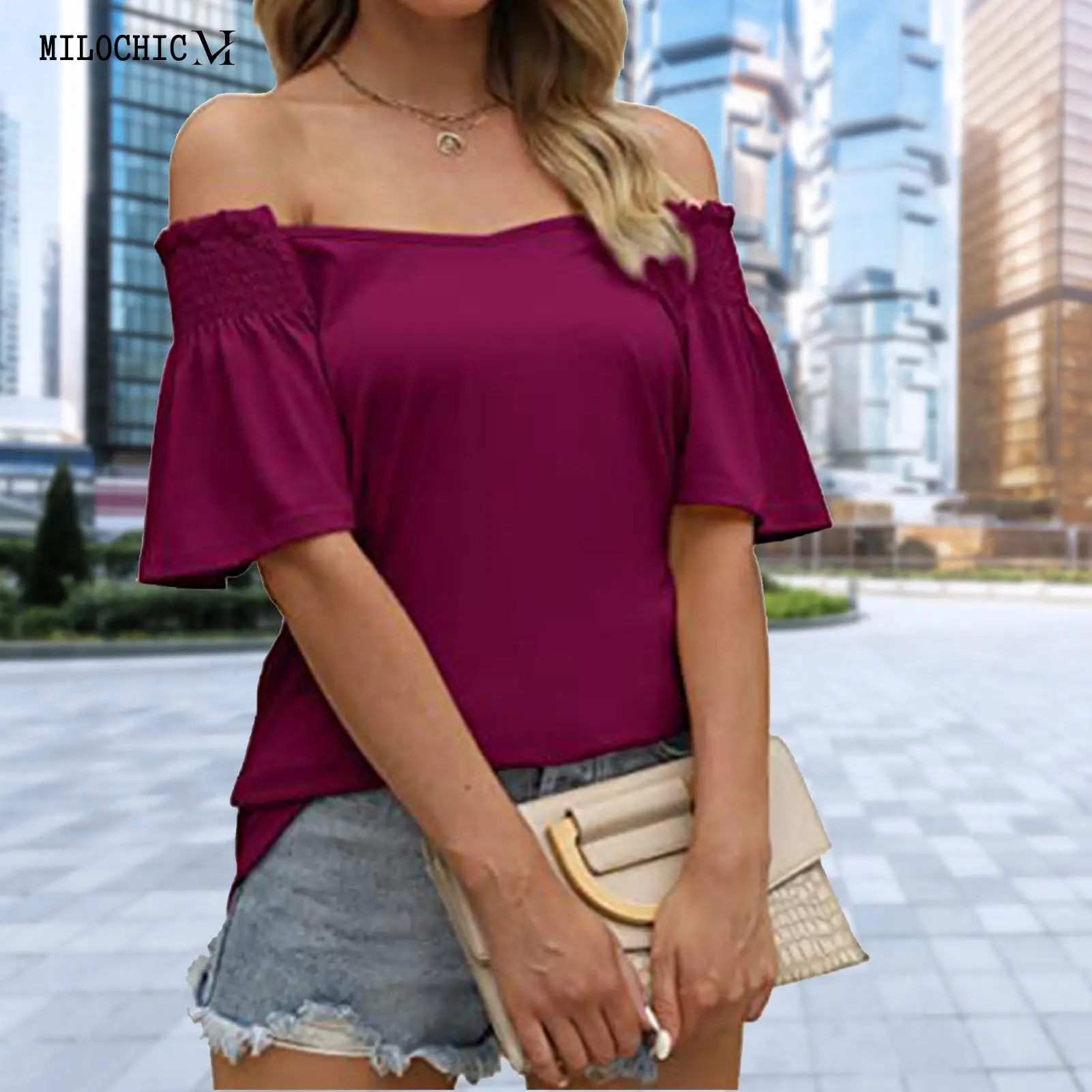 Women Streetwear T-Shirt Fashion V-Neck Summer Blouses All-match Solid Color Pleated Short Ruffle Sleeve for Female Relaxed-Fit
Women Streetwear T-Shirt Fashion V-Neck Summer Blouses All-match Solid Color Pleated Short Ruffle Sleeve for Female Relaxed-Fit