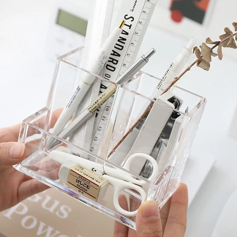 Desk Ornament Acrylic Transparent Three Compartment Pen Holder Student Desktop Storage Organiseurs органайзер для хранения 1pcs
Desk Ornament Acrylic Transparent Three Compartment Pen Holder Student Desktop Storage Organiseurs органайзер для хранения 1pcs