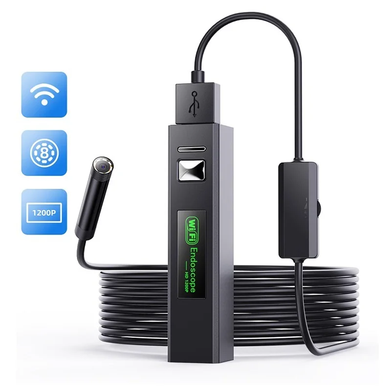 WiFi Endoscope Camera 8MM 8LEDs 1200P 2.0MP Industrial Inspection Borescope Camera IP67 Waterproof for IPhone Android Phone
WiFi Endoscope Camera 8MM 8LEDs 1200P 2.0MP Industrial Inspection Borescope Camera IP67 Waterproof for IPhone Android Phone