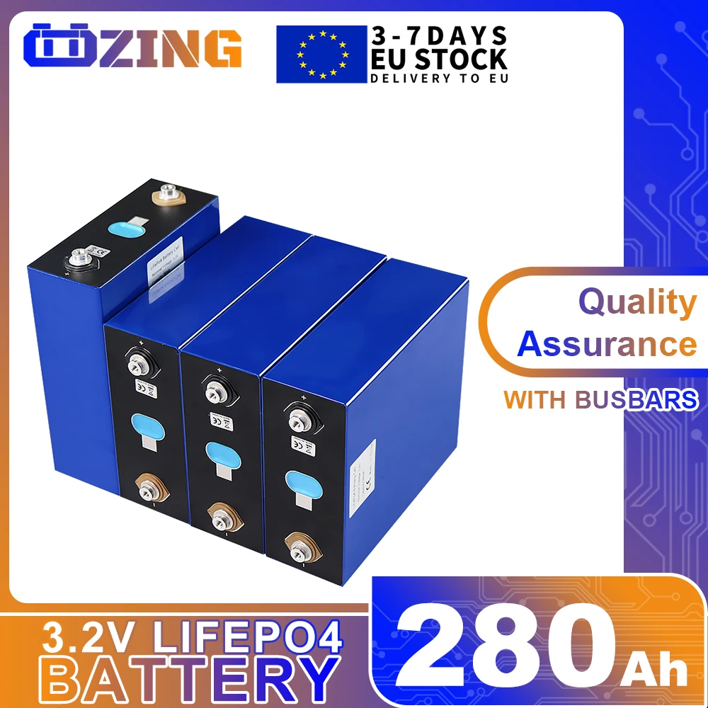 3.2V Lifepo4 Battery 280Ah 4PCS Rechargable Battery Cell DIY 12V for RV EV Golf Cart Boat EU US Warehous TAX FREE Fast Delivery
3.2V Lifepo4 Battery 280Ah 4PCS Rechargable Battery Cell DIY 12V for RV EV Golf Cart Boat EU US Warehous TAX FREE Fast Delivery