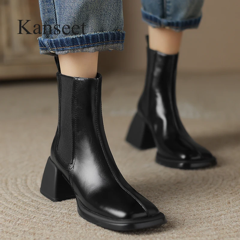 Kanseet Women Short Boots Fashion Square Toe High Quality Genuine Leather Shoes Lady High Heel Chelsea Boot Autumn Winter Newest
Kanseet Women Short Boots Fashion Square Toe High Quality Genuine Leather Shoes Lady High Heel Chelsea Boot Autumn Winter Newest