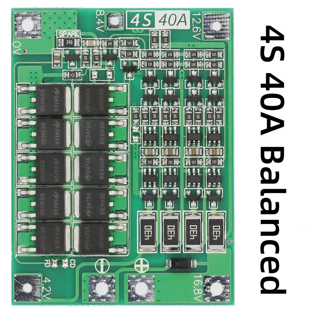4S 40A Balanced Li-ion Lithium Battery Charger Protection Board 18650 BMS For Drill Motor 11.1V 12.6V/14.8V 16.8V Enhance Board
4S 40A Balanced Li-ion Lithium Battery Charger Protection Board 18650 BMS For Drill Motor 11.1V 12.6V/14.8V 16.8V Enhance Board