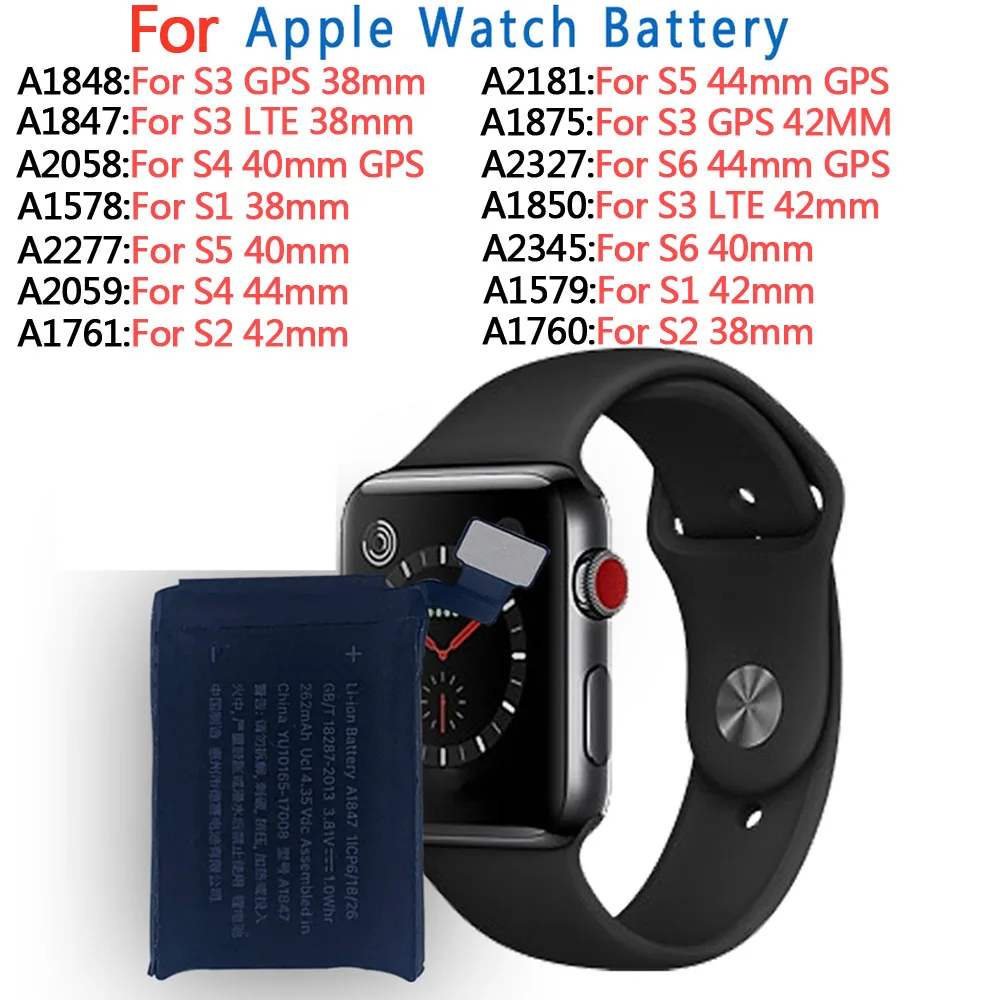 

100% Orginal Battery for Apple Watch Series 1 2 3 4 5 6 44mm 42mm Replacement for iWatch S1 S2 S3 GPS LTE S4 S5 S6 38mm 40mm