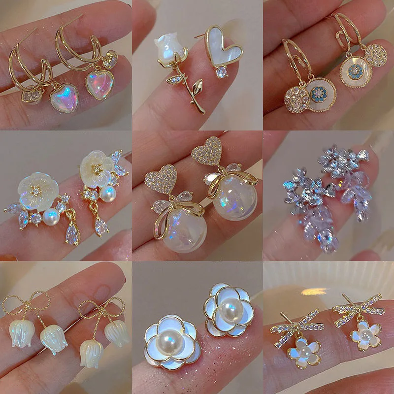 Minar Chic Multi Designs White Shell Heart Butterfly Bowknot Flower Dangle Earrings for Women CZ Zircon Rhinestone Earring Gifts
Minar Chic Multi Designs White Shell Heart Butterfly Bowknot Flower Dangle Earrings for Women CZ Zircon Rhinestone Earring Gifts