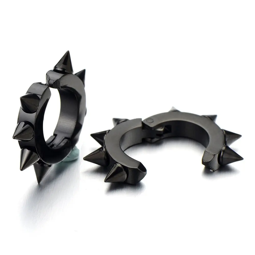 Pair of Black Spike Huggie Hinged Hoop Earrings Non-piercing Clip on Earrings for Men Women
Pair of Black Spike Huggie Hinged Hoop Earrings Non-piercing Clip on Earrings for Men Women