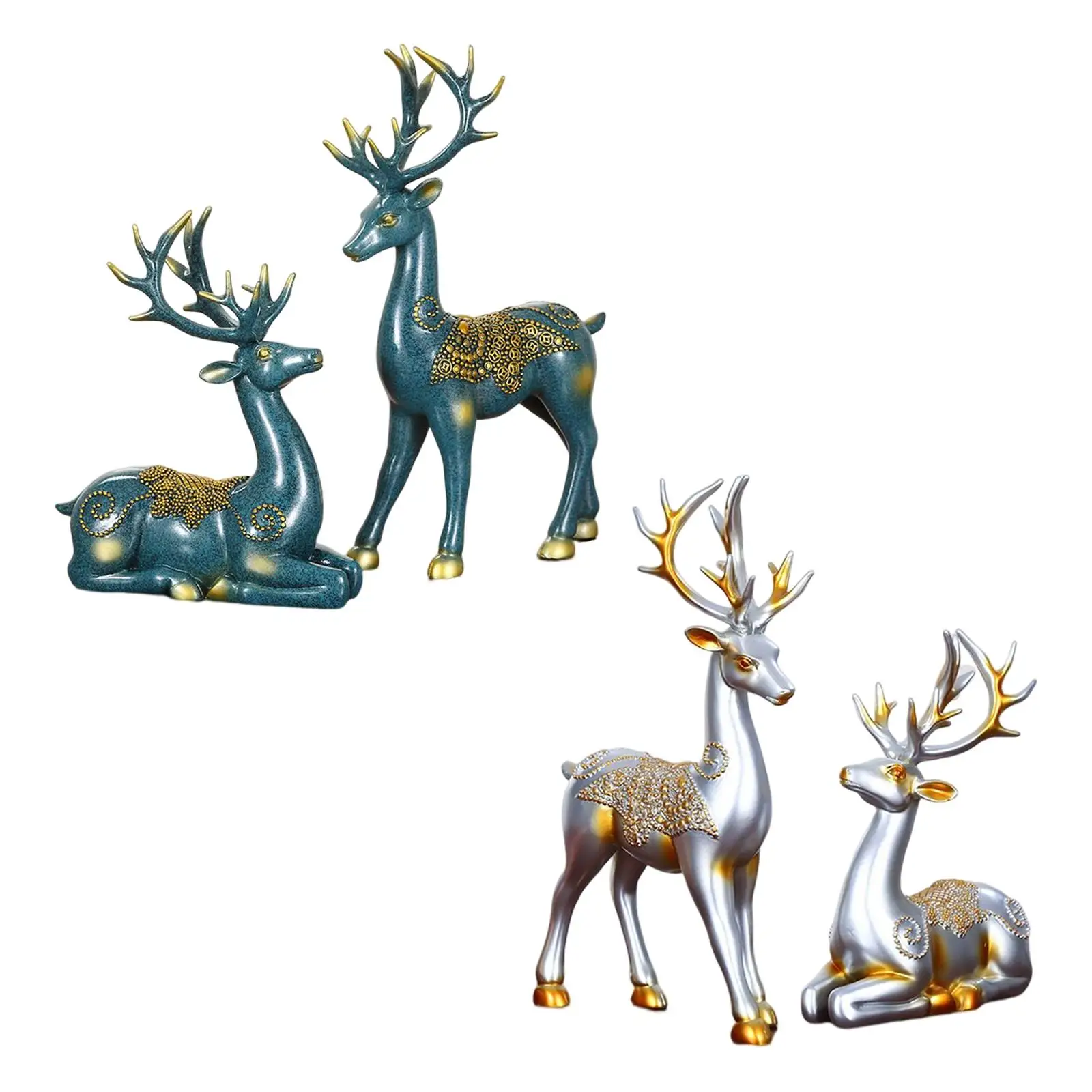 2Pcs Couple Deer Statue Collectible Pair Sculpture Decoration Stag Figurine for Indoor
2Pcs Couple Deer Statue Collectible Pair Sculpture Decoration Stag Figurine for Indoor