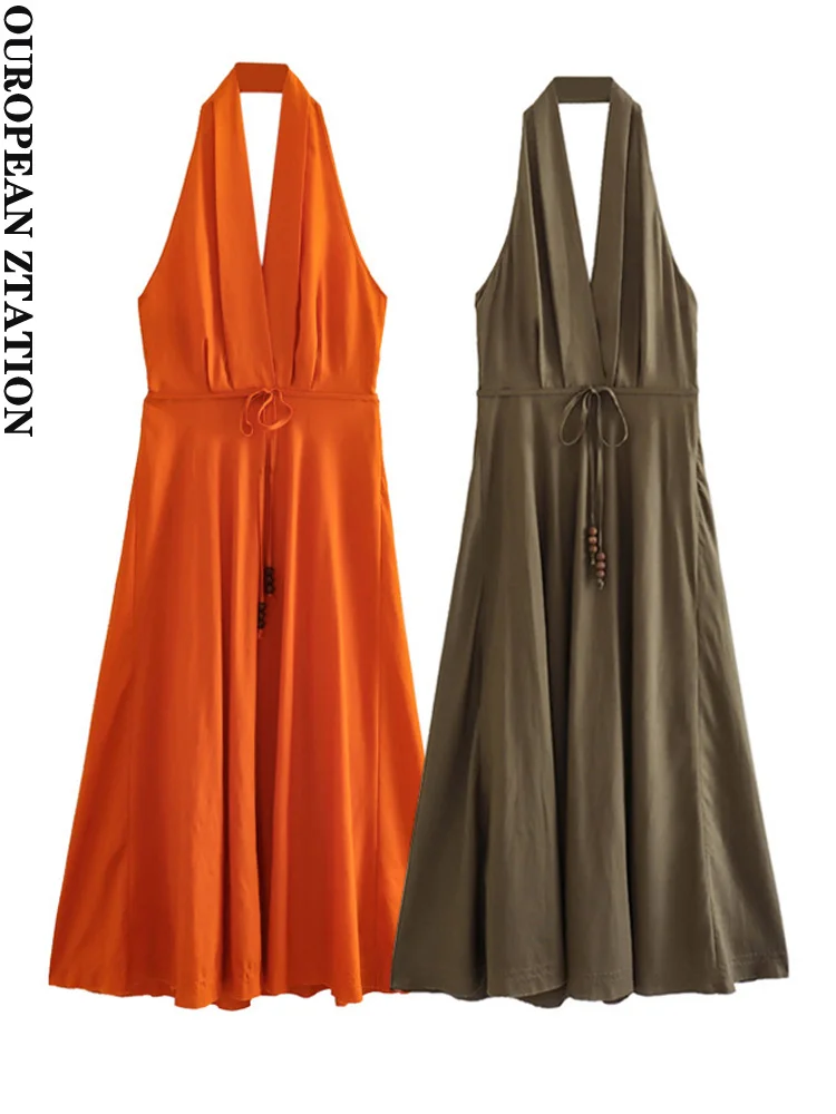 PAILETE Women 2023 fashion with tied belt midi dress vintage halter neck side zip female dresses vestidos mujer
PAILETE Women 2023 fashion with tied belt midi dress vintage halter neck side zip female dresses vestidos mujer