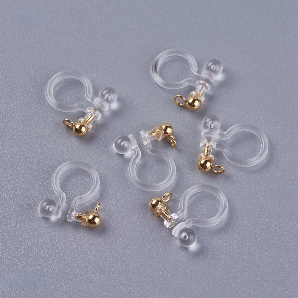10PC Transparent U Type Alloy Ear Clip Painless Prevent Allergy Resin Golden 11x10x3mm Hole: 2mm
10PC Transparent U Type Alloy Ear Clip Painless Prevent Allergy Resin Golden 11x10x3mm Hole: 2mm