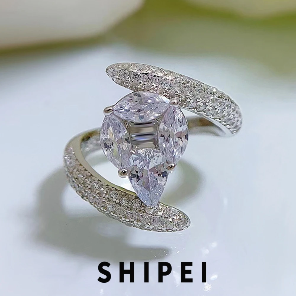 SHIPEI Luxury Solid 925 Sterling Silver White Sapphire Gemstone Creative Ring For Women Wedding Engagement Ring Drop Shipping
SHIPEI Luxury Solid 925 Sterling Silver White Sapphire Gemstone Creative Ring For Women Wedding Engagement Ring Drop Shipping