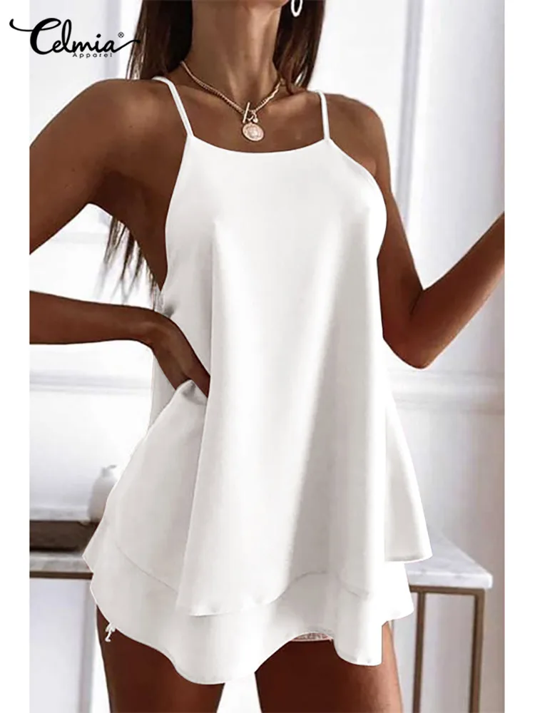Повседневные свободные Многослойные майки Celmia для отдыха, женская летняя пикантная майка без рукавов, однотонная майка, женская модная тон... 
Повседневные свободные Многослойные майки Celmia для отдыха, женская летняя пикантная майка без рукавов, однотонная майка, женская модная тон...
