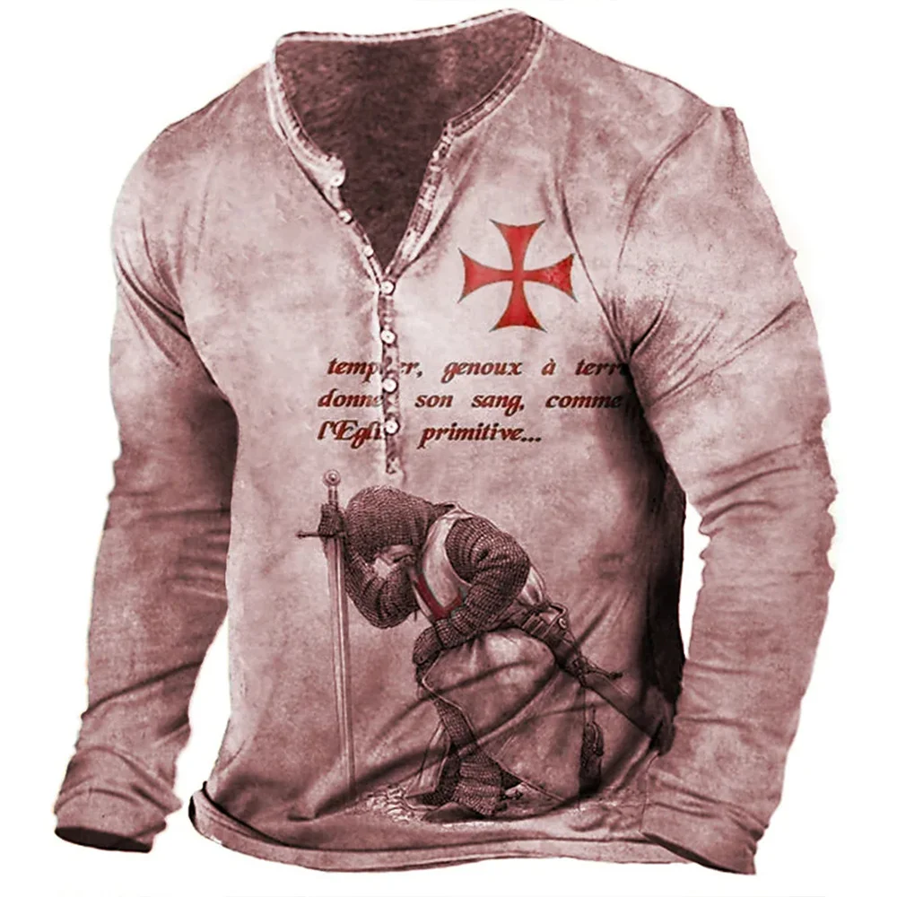 2023 Cotton Men's Shirt Vintage Button Long Sleeve Crusader Warriors Autumn Men Clothing High Street Sweater Party Performance
2023 Cotton Men's Shirt Vintage Button Long Sleeve Crusader Warriors Autumn Men Clothing High Street Sweater Party Performance
