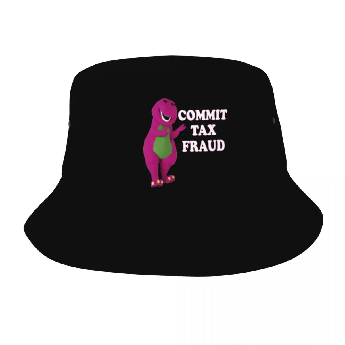 

Hot Summer Headwear Commit Tax Fraud Merch Bucket Hat Unique Women Men Sun Hats Barney Purple Dinosaur Bob Hat Fishing Cap