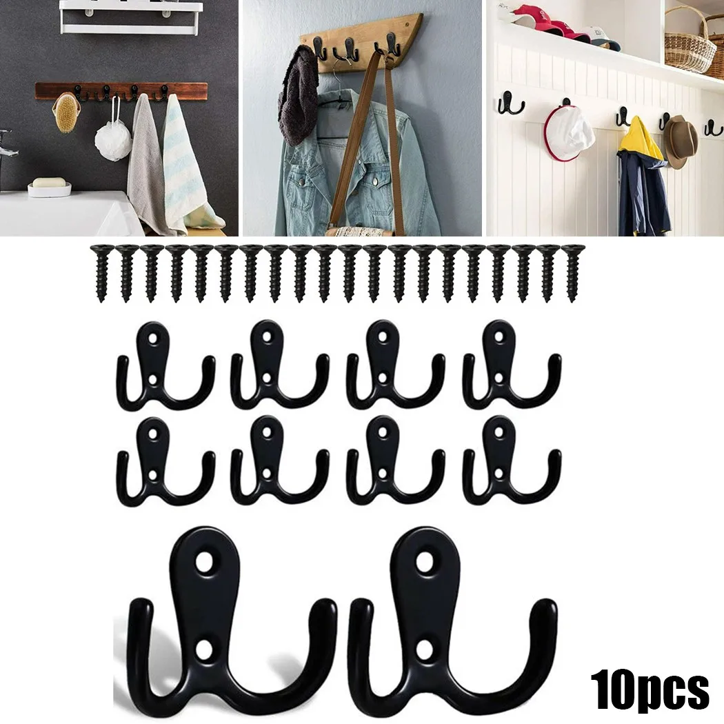 10pcs Coat Hooks Wall-mounted 2-Pronged Clothes Hook Bathroom Towel Hook Coat Hanger For Robes Coats Hats Keys Towels Black
10pcs Coat Hooks Wall-mounted 2-Pronged Clothes Hook Bathroom Towel Hook Coat Hanger For Robes Coats Hats Keys Towels Black