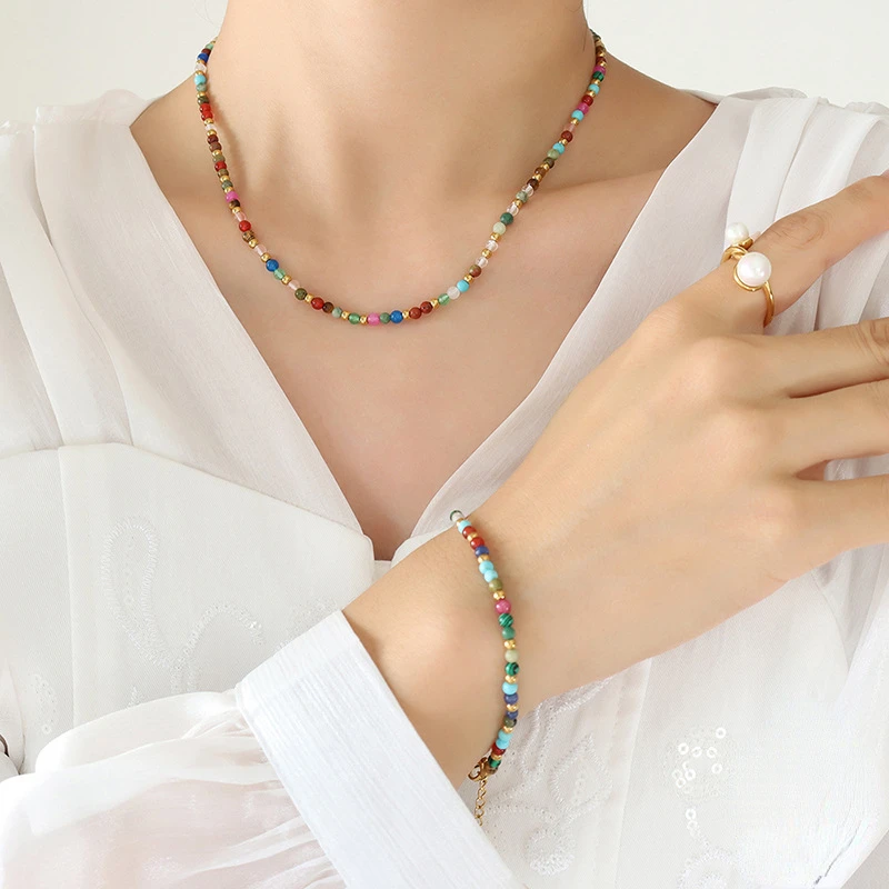 Colorful Natural Titanium Steel Beads Personalized Accessories Bohemian Ethnic Style Necklace Fashion Bracelet Jewelry Set
Colorful Natural Titanium Steel Beads Personalized Accessories Bohemian Ethnic Style Necklace Fashion Bracelet Jewelry Set